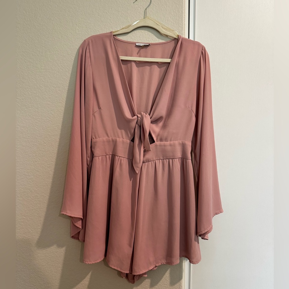 Fashion Nova Mauve Tie-Front Romper